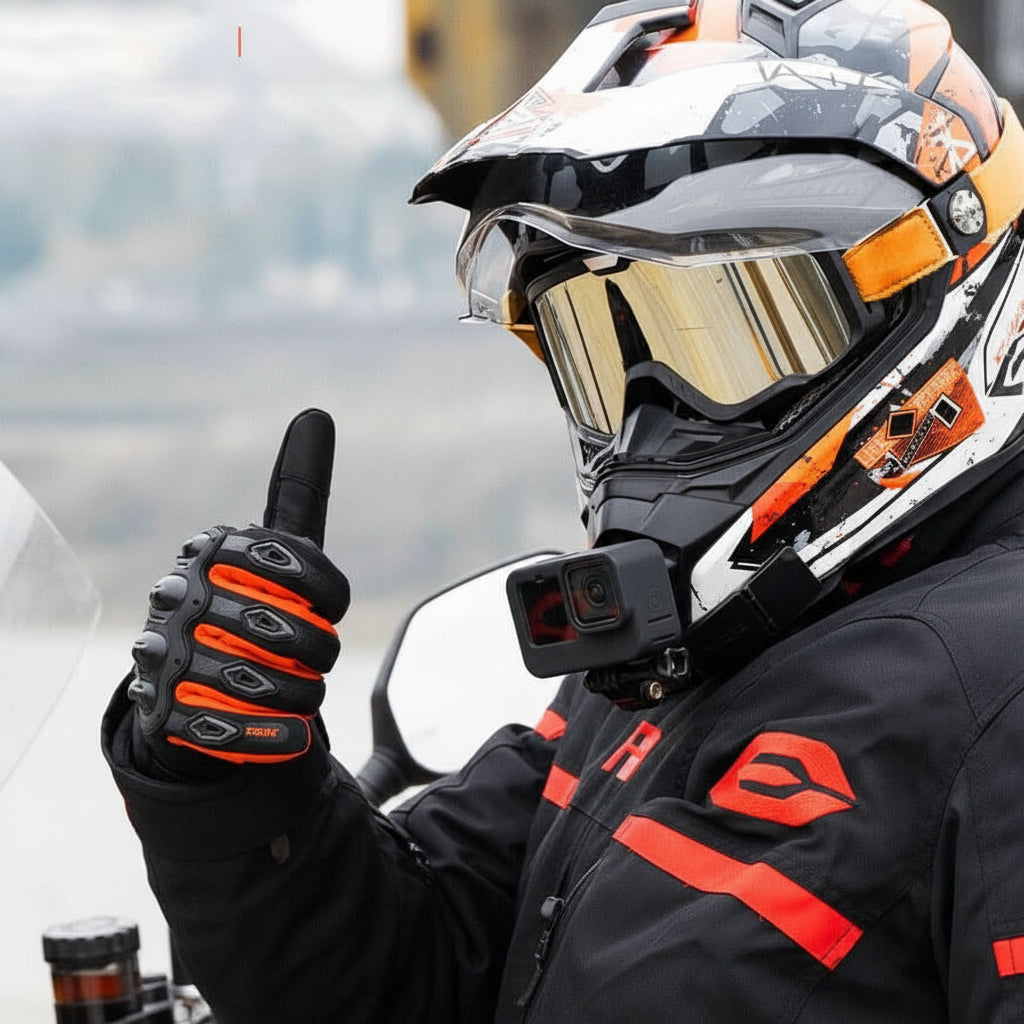 THERMOGRIP Moto Gloves - Waterproof winter motorbike gloves with 3-layer insulation & carbon fibre protection