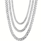 Titanium Stainless Steel Trendy Necklace Cuban Chain with Lobster Clasp