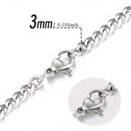Titanium Stainless Steel Trendy Necklace Cuban Chain with Lobster Clasp
