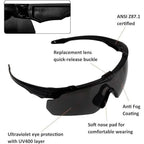 ToopMount Tactical Eyewear Anti Fog, ANSI Z87.1 Shooting Glasses with 3 Interchangeable Lens (Refurbished)