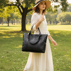 Tote Bag Faux Leather Shoulder Zip Pocket Work Handbag