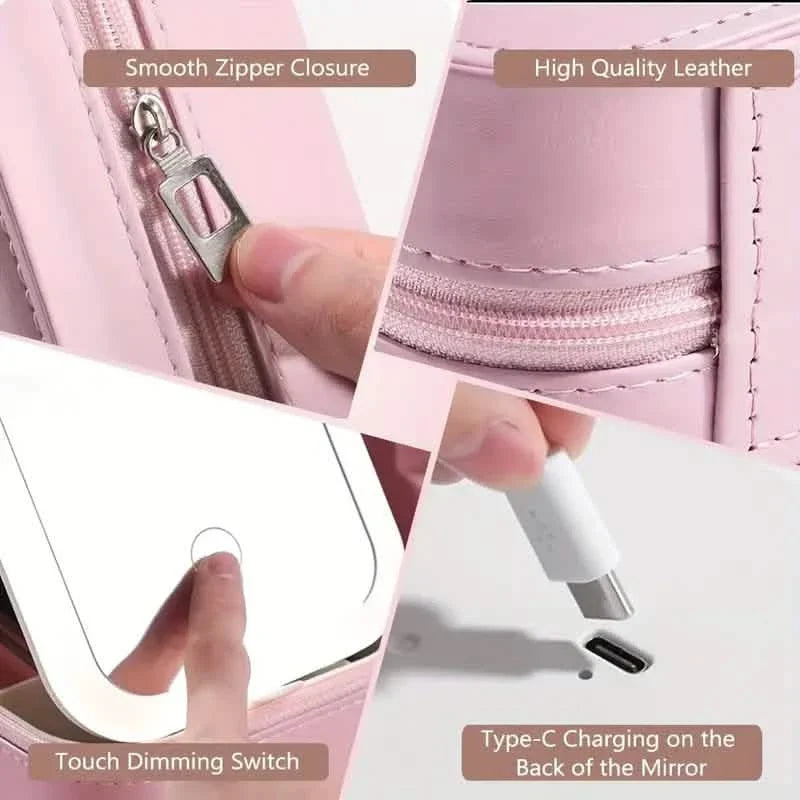 Travel Compact Touch Screen Tabletop Cosmetic Makeup Mirror with LED and 1200mAh
