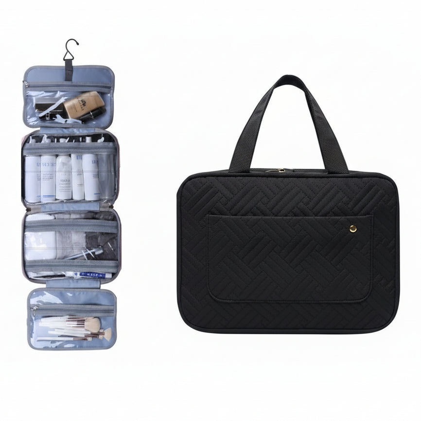 TRAVELTIDY | Portable 4-Section Makeup & Toiletries Bag