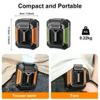 Portable Waist Clip Fan – Mini Hanging Neck & Waist Fan with Power Bank & LED Light