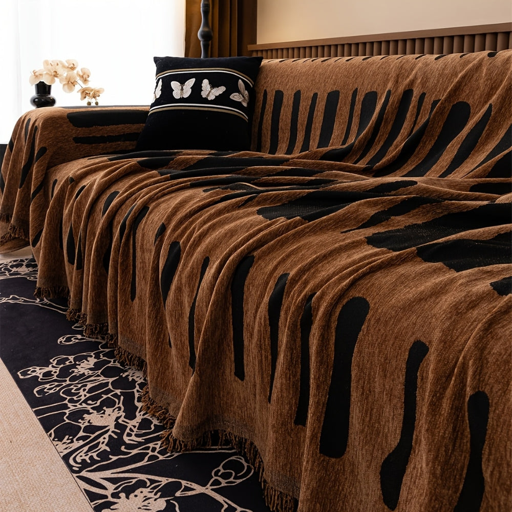 Geometric Tribal Chenille Blanket for Sofas