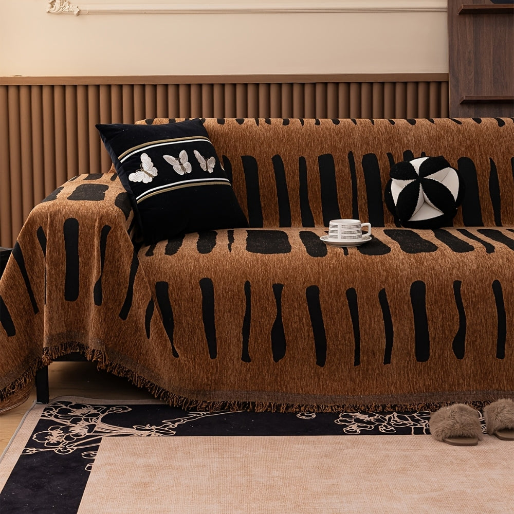 Geometric Tribal Chenille Blanket for Sofas