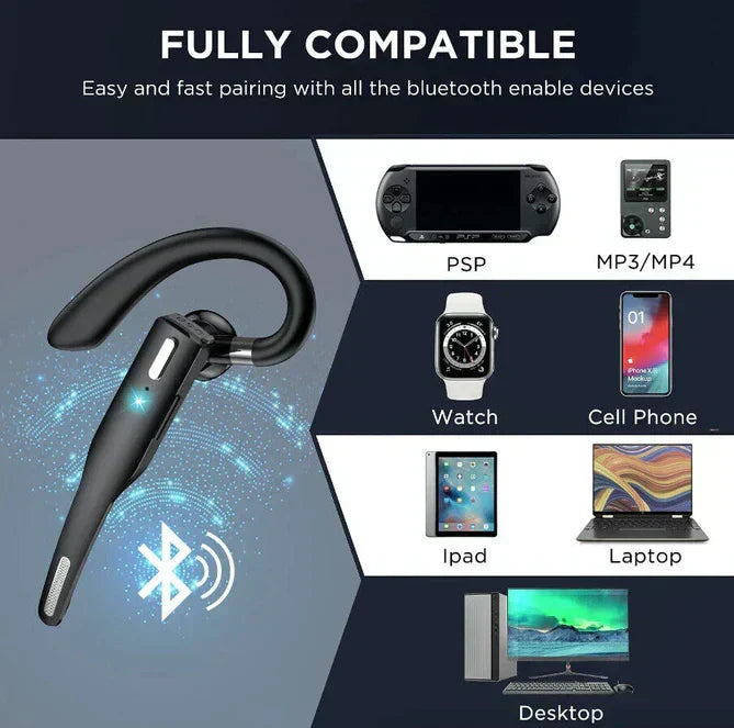 Wireless Earpiece with Noise Cancelling Mic - Bluetooth 5.1