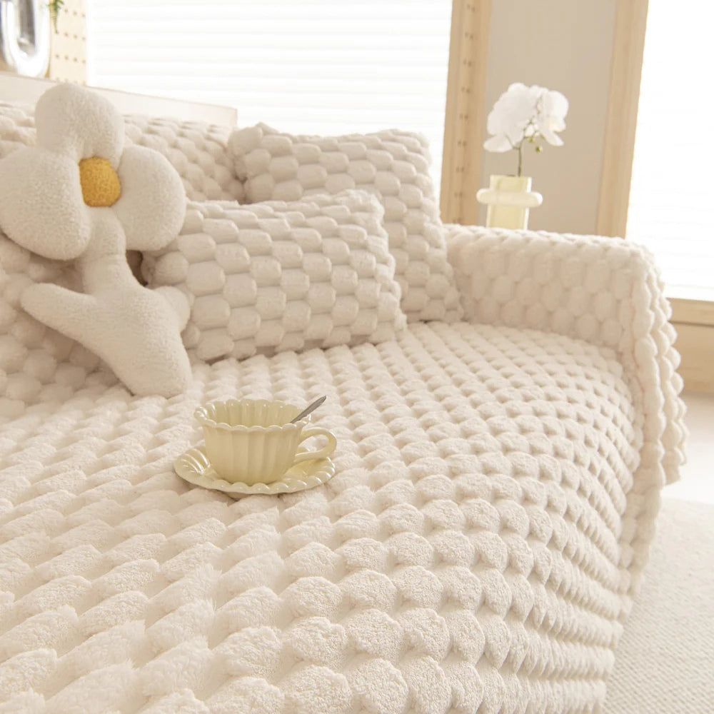 Plush Bubble Knit Sofa Cover