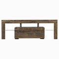 TV Stand with LED Lights Open Shelf Console Storage Table