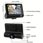 Two-Lens HD Night Vision Driving Recorder with Suction Cup Installation + 32G Card