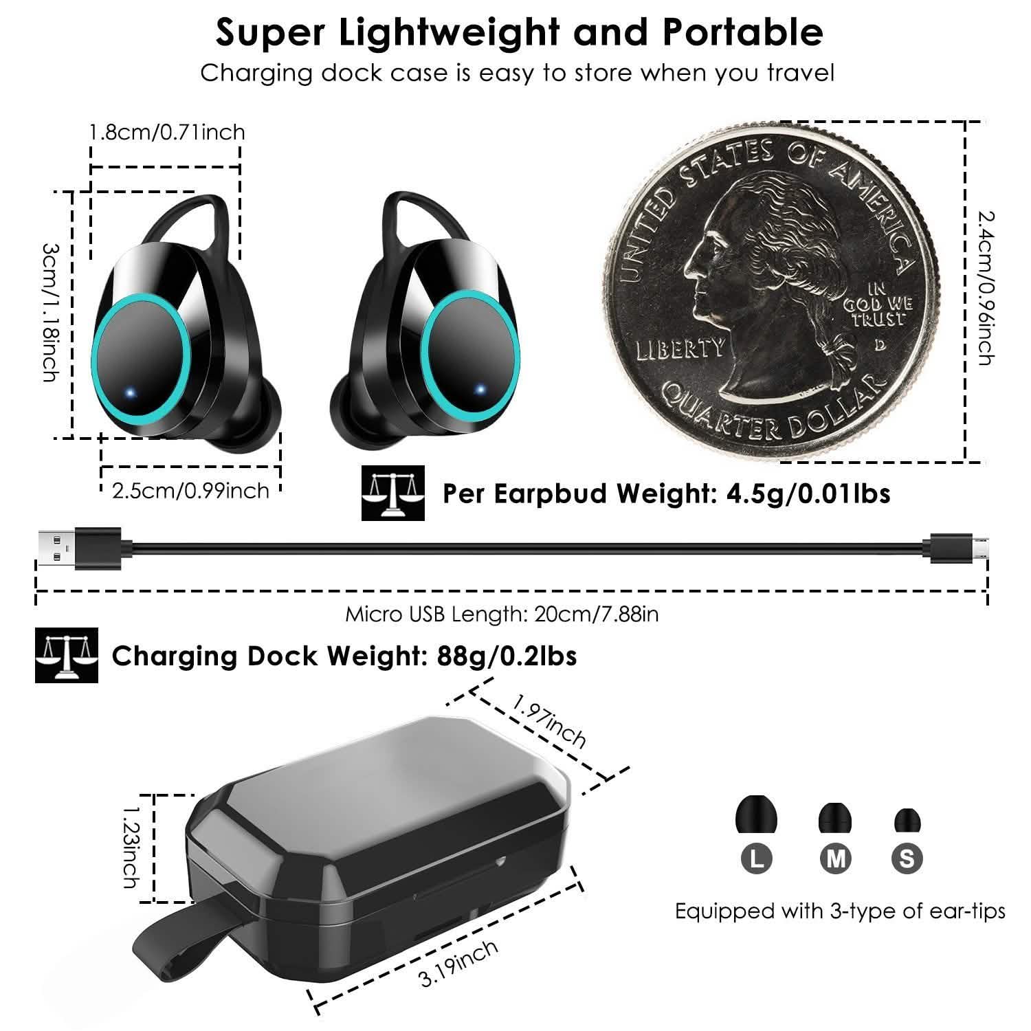 TWS Wireless 5.0 Earbuds Touch In-Ear Stereo Headsets
