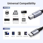UGREEN USB B to USB C 3 FT Printer Cable (Refurbished)