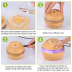 Ultrasonic Aroma Essential Oil Diffuser Wood Grain