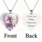 Unicorn Heart-Shaped Crystal Pendant Necklace
