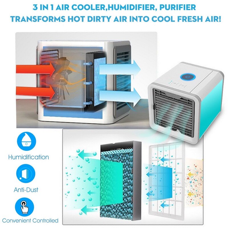 Unisex 3-in-1 Mobile Air Conditioner with Cooler, Humidifier, Air Purifier