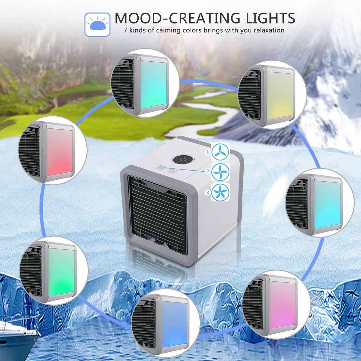 Unisex 3-in-1 Mobile Air Conditioner with Cooler, Humidifier, Air Purifier