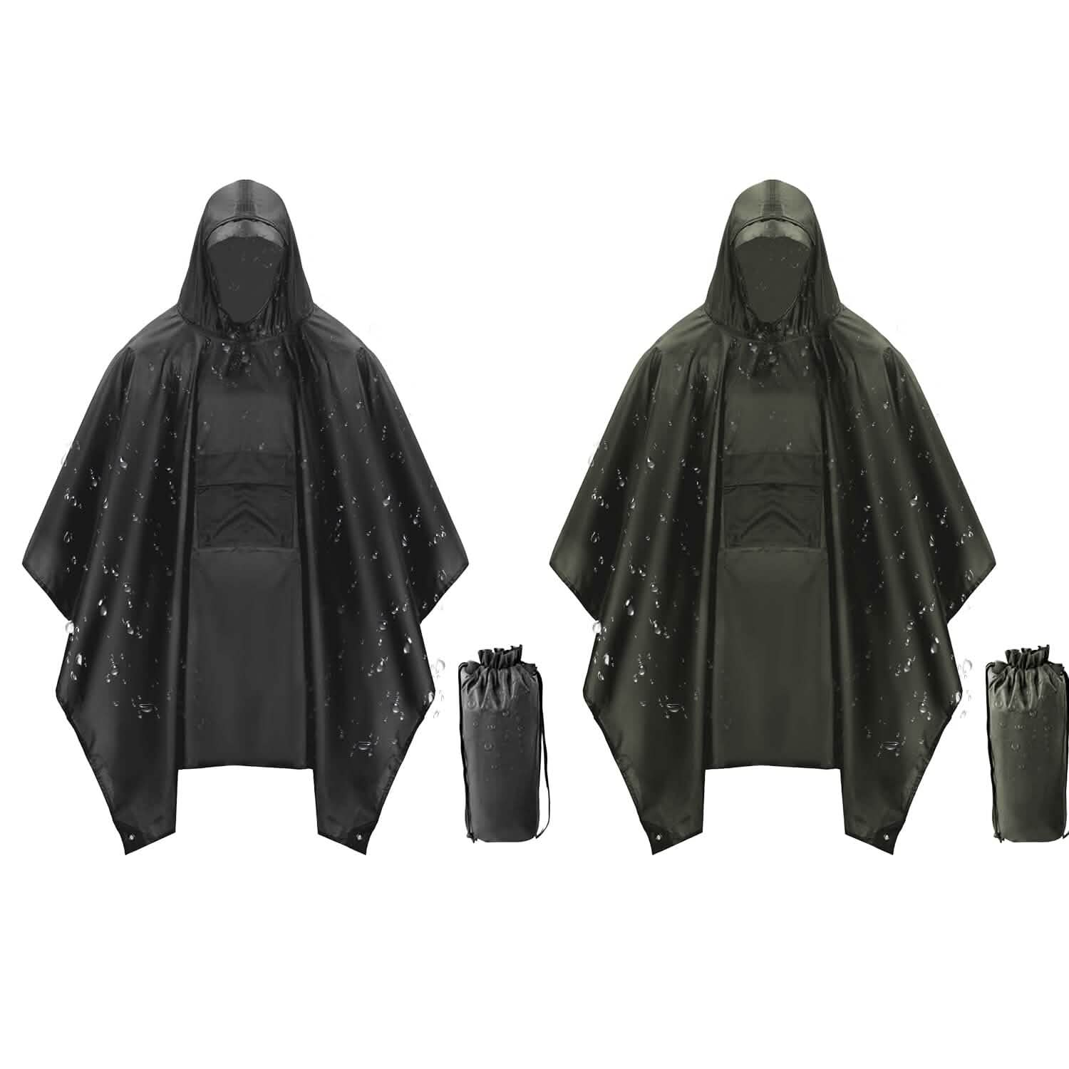 Unisex Hooded Rain Poncho with Pocket