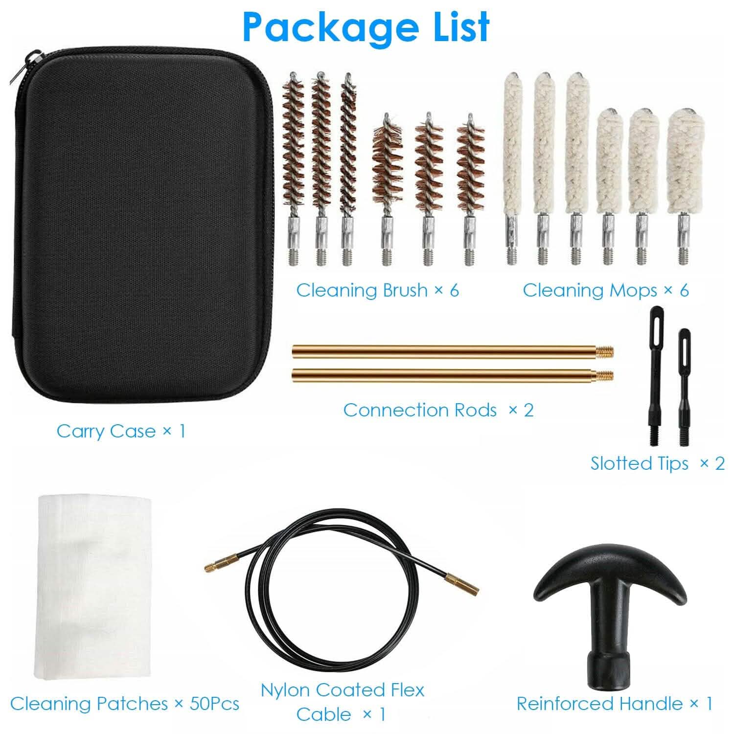 Universal Gun Cleaning Kit with 39.3" Flex Cable Brass Rod