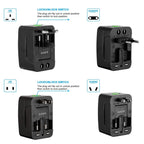Universal Travel Adapter with 4 Interchangeable Plugs