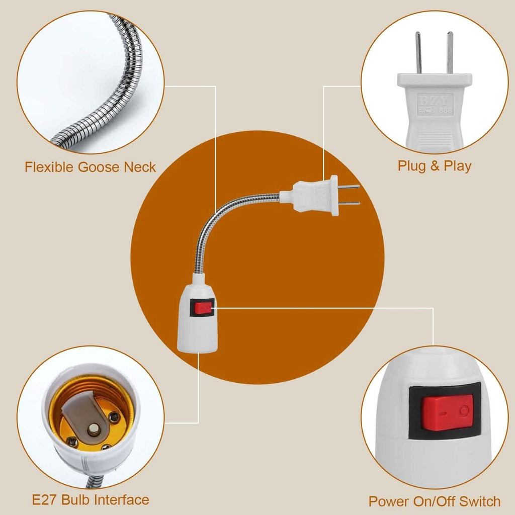 US Plug Extension Light Socket with On/Off Switch