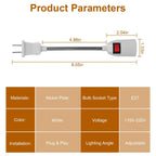 US Plug Extension Light Socket with On/Off Switch