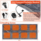 USB Heated Blanket Poncho Shawl Wrap Throw with Zipper Washable