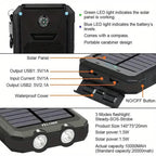 USB Portable Charger 10000mAh Solar Power Bank for Cell Phone and Laptops