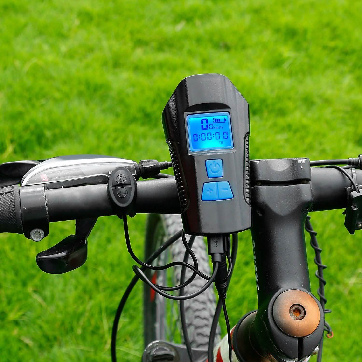 USB Rechargeable Bike Light Set with Speedometer and Odometer