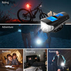 USB Rechargeable Bike Light Set with Speedometer and Odometer