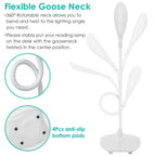 USB Rechargeable Table Lamp Dimmable LED Flexible Gooseneck Desk Light