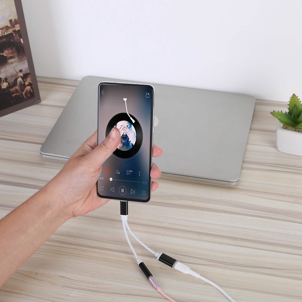 USB Type C to 3.5MM Aux Audio Charging Adapter