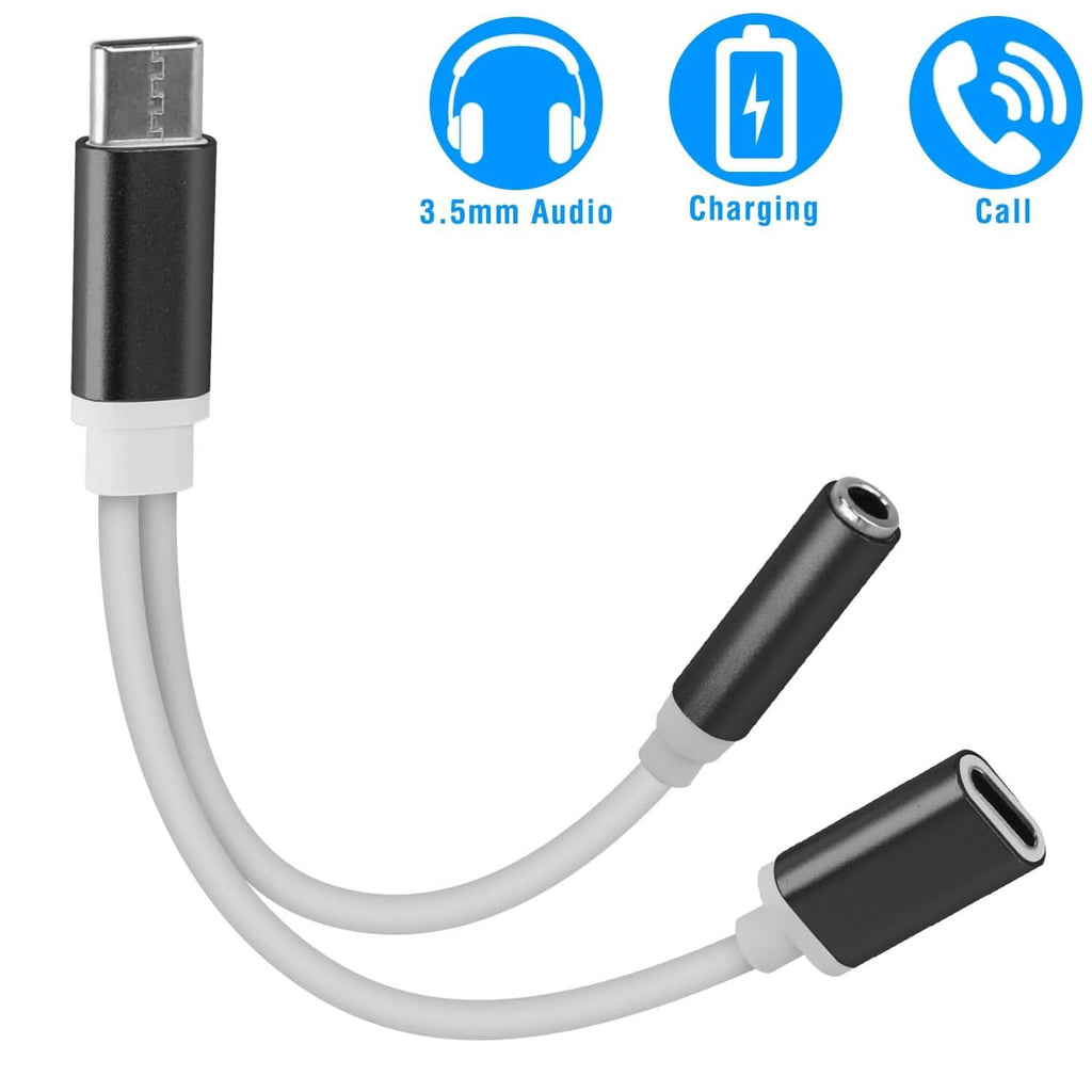USB Type C to 3.5MM Aux Audio Charging Adapter
