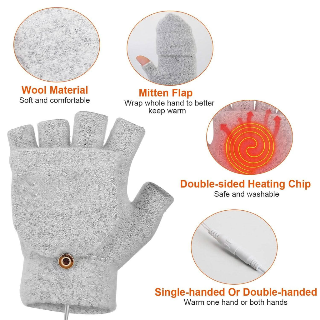 USB Wool Heated Gloves Mitten