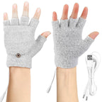 USB Wool Heated Half Fingerless Gloves