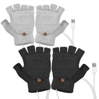 USB Wool Heated Half Fingerless Gloves