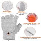 USB Wool Heated Half Fingerless Gloves