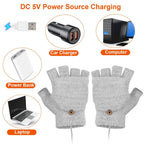 USB Wool Heated Half Fingerless Gloves