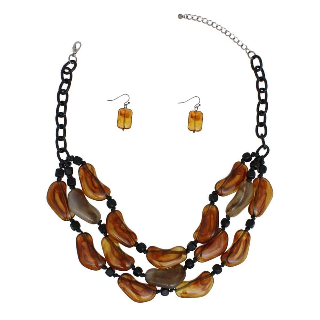 Beaded Brown Earth Inspired Palette Layer Necklace