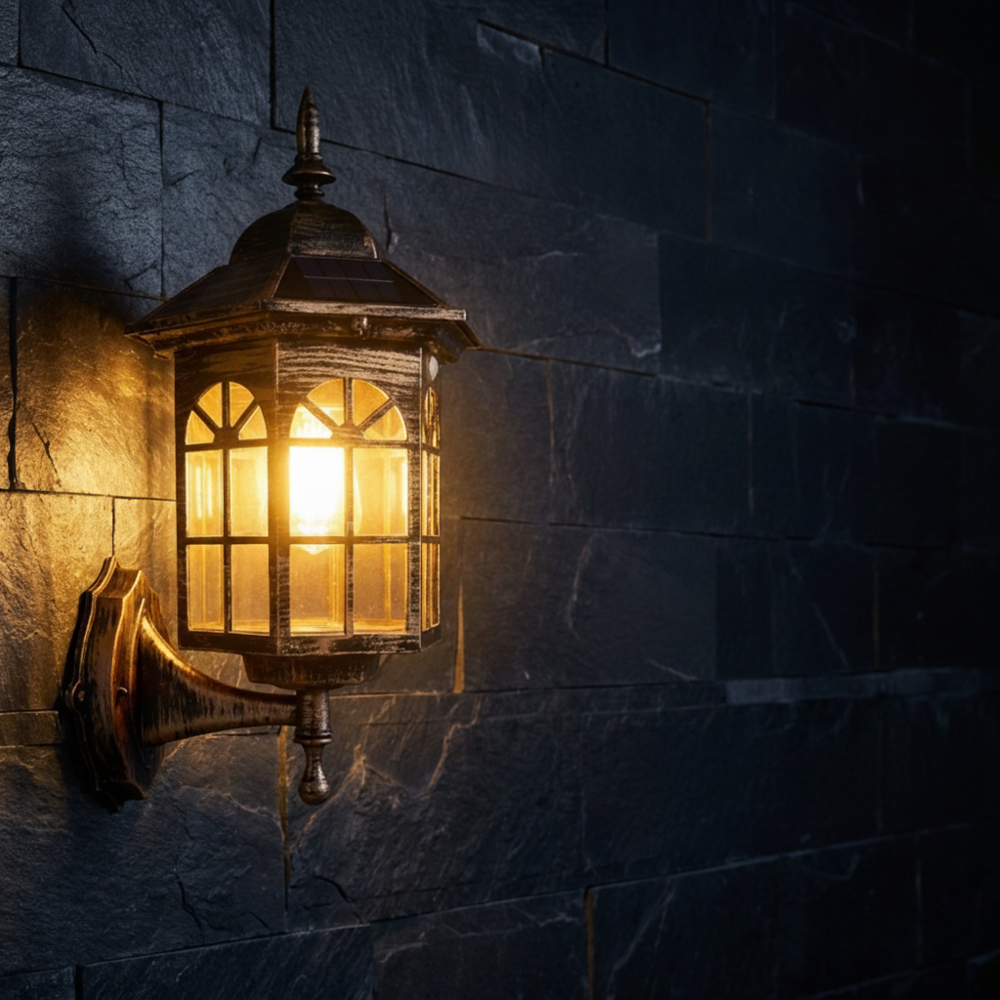 Solar Motion-Sensor Outdoor Wall Lantern