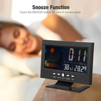 Vibrant Digital Weather Alarm Clock with Voice Control