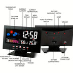 Vibrant Digital Weather Alarm Clock with Voice Control