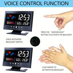 Vibrant Digital Weather Alarm Clock with Voice Control