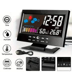 Vibrant Digital Weather Alarm Clock with Voice Control