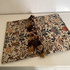Tapestry Table Runner with Floral Bird Motif & Tassels