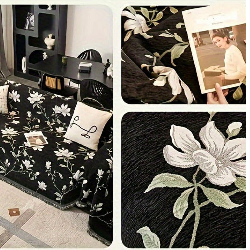 Floral Chenille Sofa Slipcover - Vintage Style
