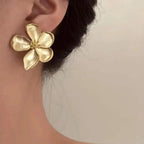 Vintage French-style Golden Flower Earrings