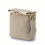 Vintage Genuine Leather Mini Handbag Organizer with Secure Kiss Lock