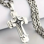 Vintage-Inspired Men's Flat Handmade Cross Pendant Necklace