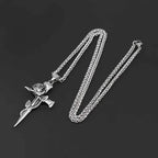 Vintage-Inspired Men's Titanium Steel Pendant Necklace - Unique Keel Chain Design with Cross and Rose Accents