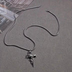 Vintage-Inspired Men's Titanium Steel Pendant Necklace - Unique Keel Chain Design with Cross and Rose Accents